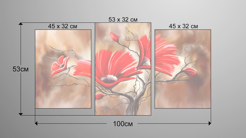 Модульная картина Абстракция Цветы Art-140_3 Киев - изображение 3