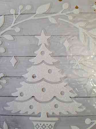 Новорічна наклейка на вікно Ялинка Melinera 18 на 18 см білий Київ