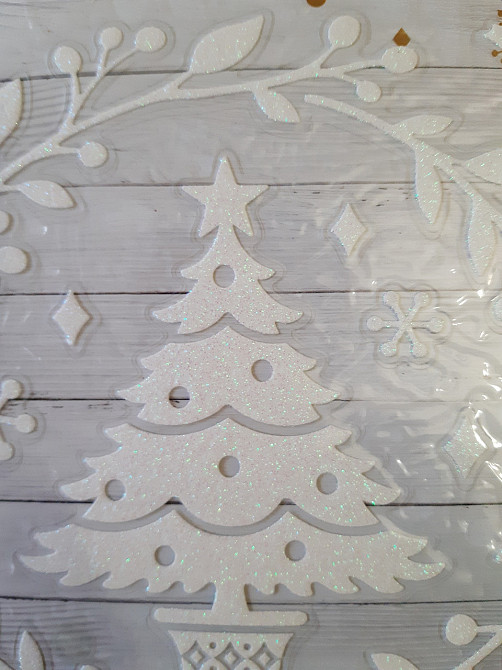 Новорічна наклейка на вікно Ялинка Melinera 18 на 18 см білий Київ - фото 2