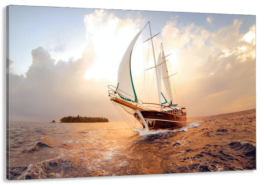 Картина холст у вітальню / спальню  Човен в морі     MLP_64 ( 60х30см ) 90х180см Київ - фото 1