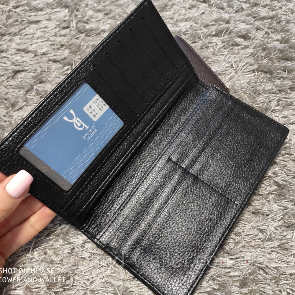 Стильний чоловічий гаманець купюрник без застібки чорного кольору Київ - фото 3