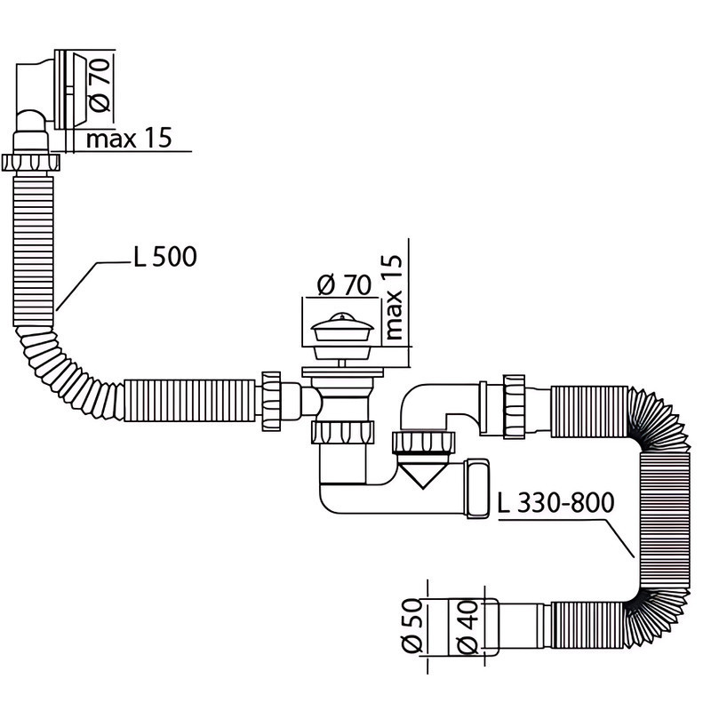 Сифон для ванни Mixxus SV-02-A 1 1/2" з ревізією, випуском та переливом (MI8202) ( 18670 ) Харків - фото 2