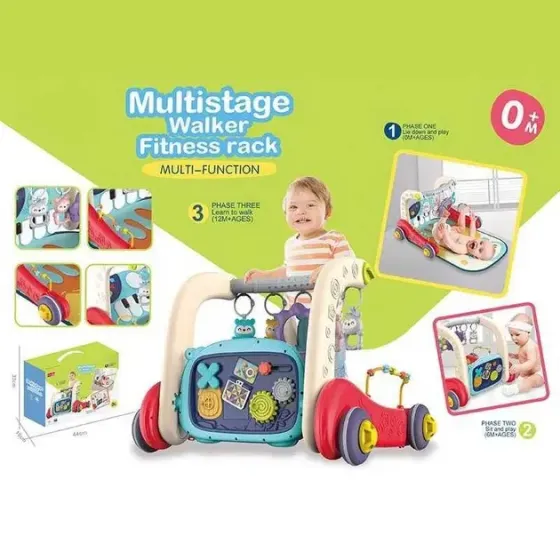 Детские ходунки 3в1 с музыкальным бизибордом, пианино с подсветкой и развивающим ковриком Коломыя