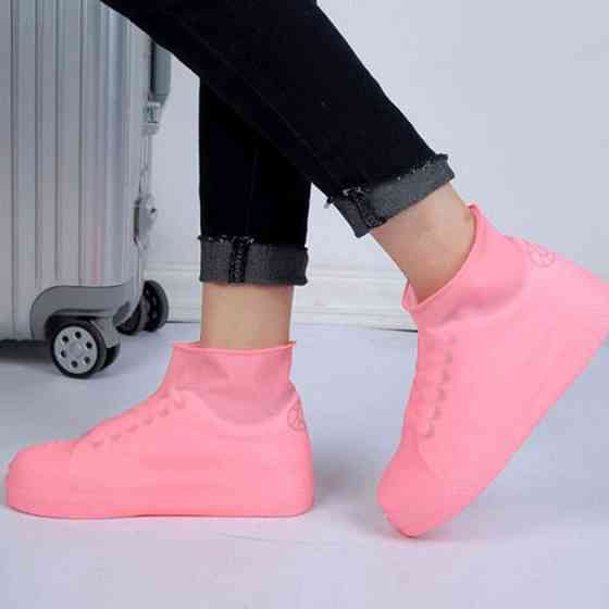 Многоразовые бахилы-чехлы L (41-45 размер) для обуви силиконовые от воды и грязи. Цвет: розовый CG-12 Ивано-Франковск