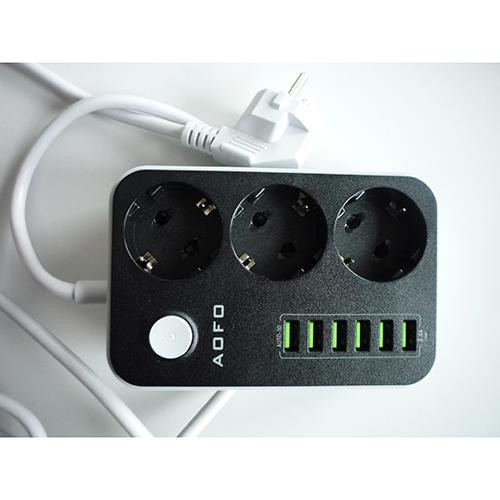 Подовжувач з 3 розетками та 6 USB-портами AOFO SE3631 Луцьк - фото 2