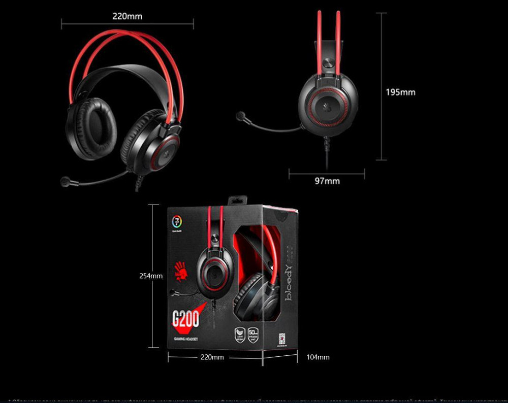 Гарнітура A4Tech Bloody G200 Black/Red чорний/червоний Харьков - изображение 13