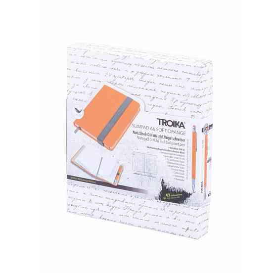 Блокнот с шариковой ручкой Troika Slim, оранжевый Ровно