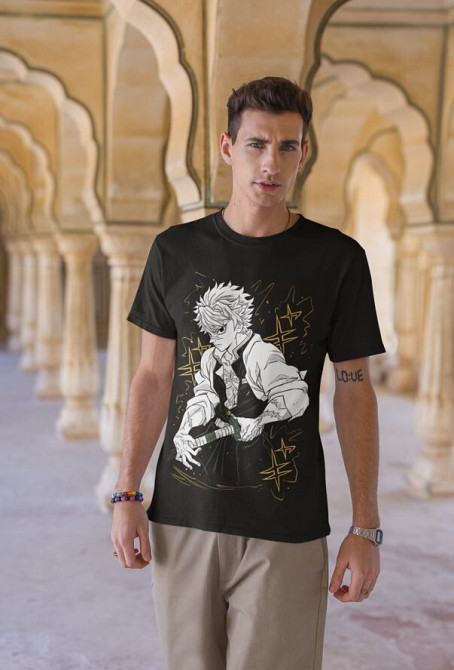Футболка для мальчика аниме Истребитель демонов оверсайз (рост от 165 до 180 ) Черний AnimeJ0894m Днепр - изображение 2