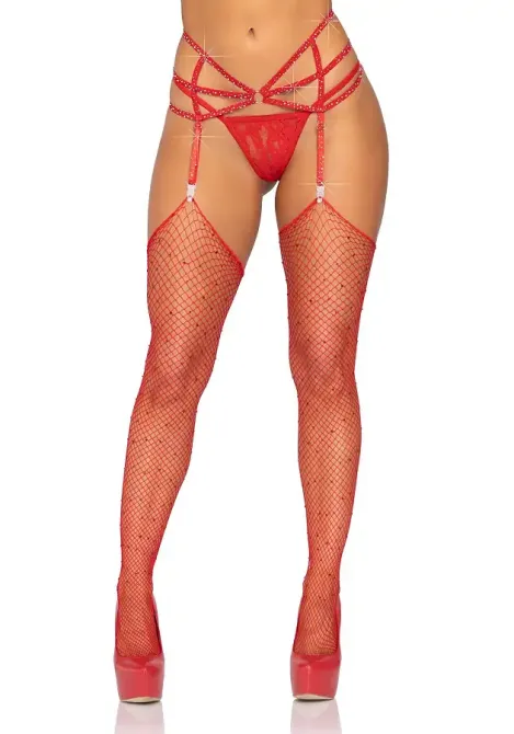 Пояс для панчіх Leg Avenue Rhinestone garterbelt Red One Size Львів - фото 1