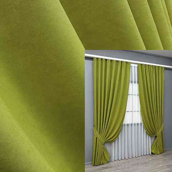 Комплект готових штор VR-Textil Мікровелюр Petek № 1500ш Салатовий 200х290 см 2 шт (32-524) Київ