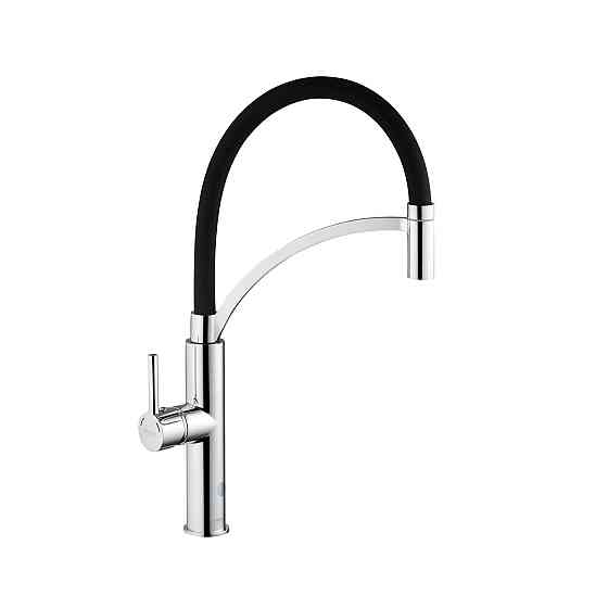 Смеситель для кухни с гибким изливом Kroner KRP Ersel - C03900BLK хром/черный Киев