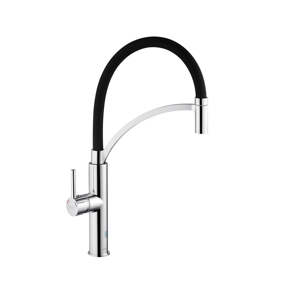 Смеситель для кухни с гибким изливом Kroner KRP Ersel - C03900BLK хром/черный Киев - изображение 1