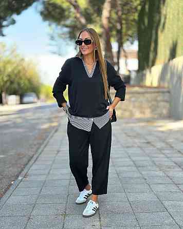 Стильний жіночий костюм двоїнка + котон. Чорний, 60/62 Одеса