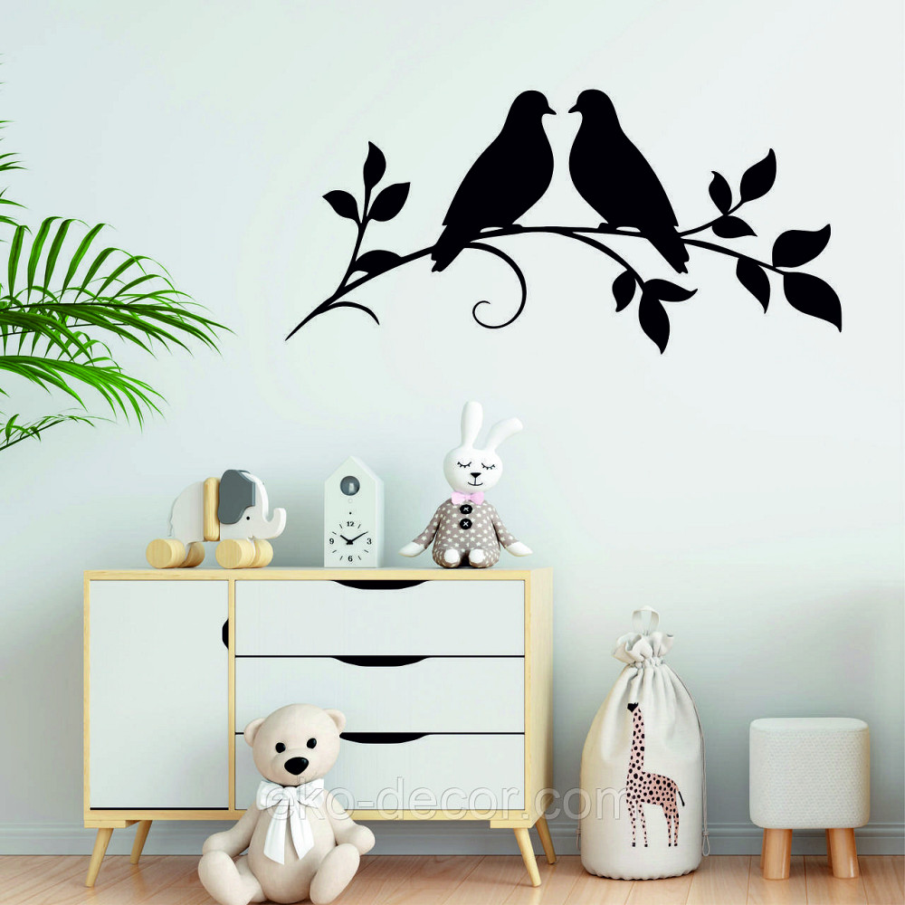 Декоративное настенное Панно «Две птички», Декор на стену 70*51 см, Черный Киев - изображение 2