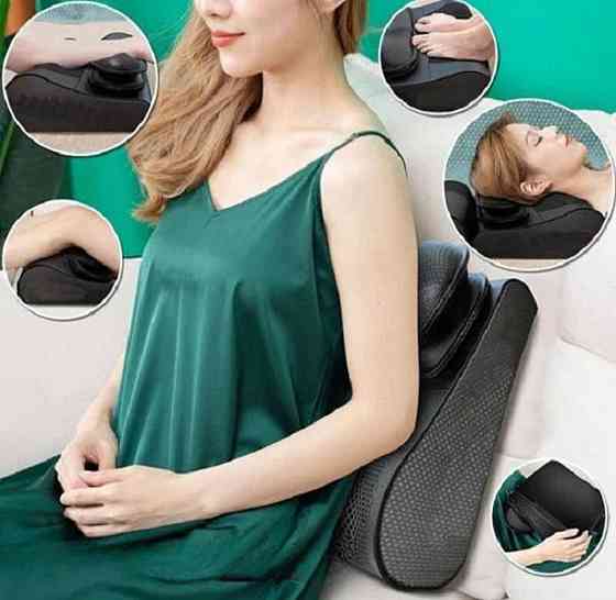 Подушка массажная роликовая Faercon F1-40 для шеи с подогревом и помпой (Черный) Винница