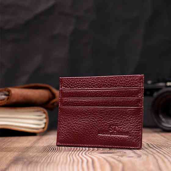 Практичний кард-кейс із натуральної шкіри Бордовий (ST Leather) Київ