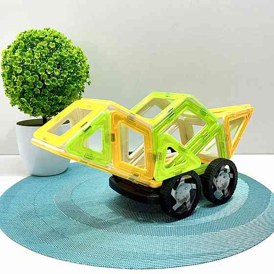 Конструктор магнитный Limo Toy Транспорт 56 деталей Зелено-жовтий (KB 1013) Чернигов