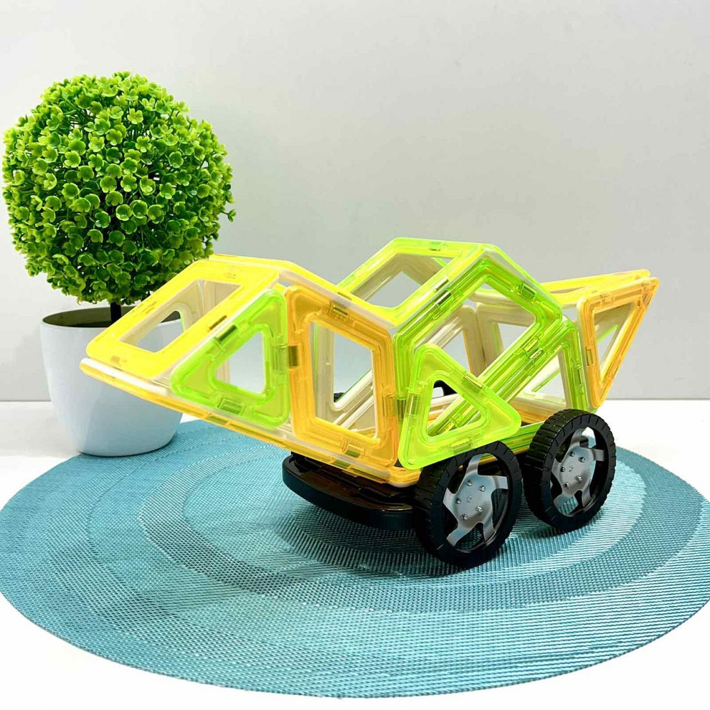 Конструктор магнитный Limo Toy Транспорт 56 деталей Зелено-жовтий (KB 1013) Чернигов - изображение 4