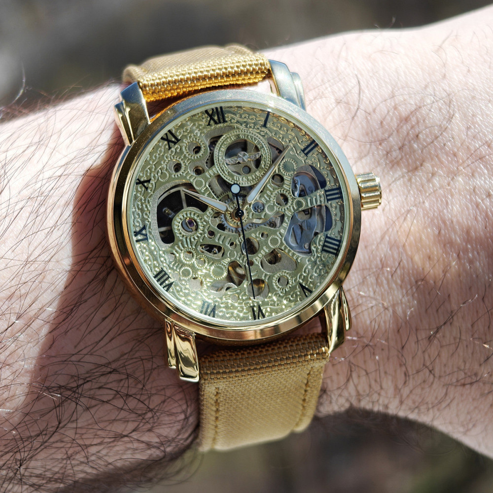 Годинник чоловічий механічний Winner BestSeller Sahara Gold (2 ремінці) Золотистий Київ - фото 7