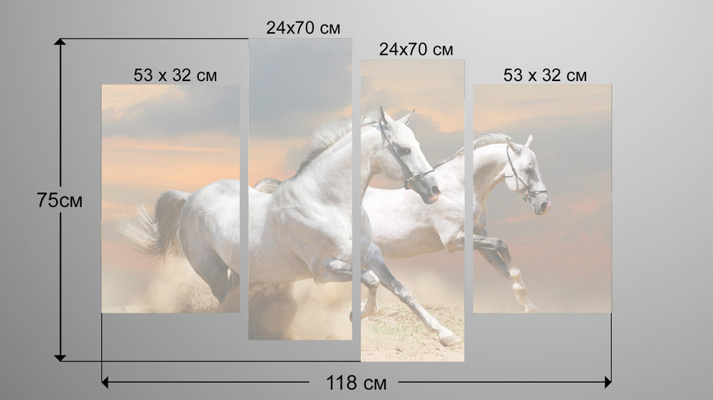 Модульная картина Лошади Art-62_4 Киев - изображение 3