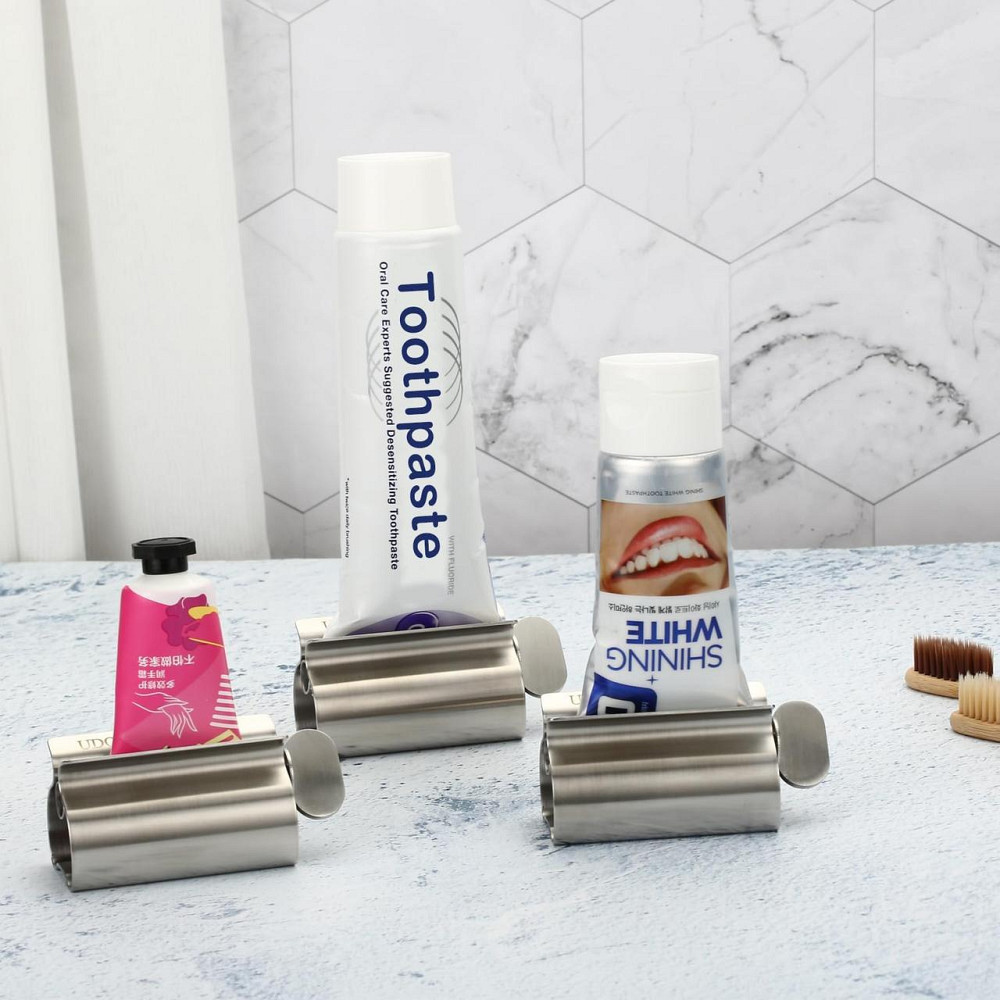 Держатель тюбика UDQYQ Metal Tube Squeezer нержавеющая сталь синий набор 3 шт ручной выжиматель для зубной Киев - изображение 5