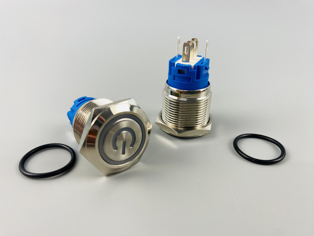 Кнопка OFF-ON (з фіксацією), із синьою led-підсвіткою 12-24 V, 19 мм — діаметр, 5 ніжок Мукачево - фото 8