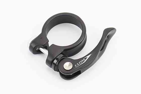 Затискач (хомут) труби сидіння MTB 34,9мм, кріпл. ексцентрик, алюмінієвий, чорний AT-109 Київ