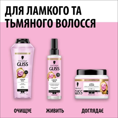 Маска для волос Gliss 4-In-1 Shine Bond-Building Hair Mask 400 мл (9000101726336) Винница - изображение 7