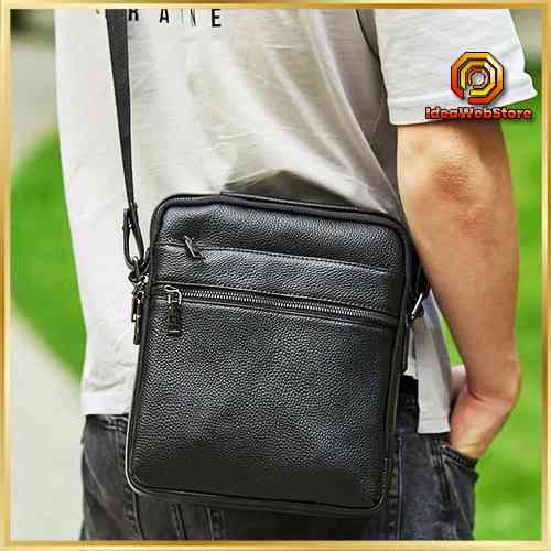 Мужская кожаная сумка из натуральной кожи Черный мессенджер Tiding Bag Киев