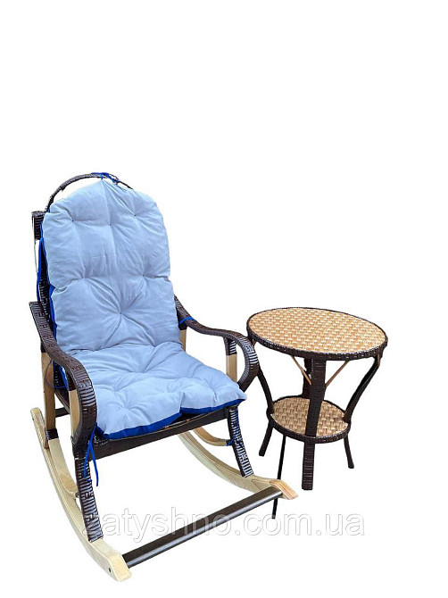 Комплект мебели плетеной из лозы кресло-качалка со столиком Киев - изображение 1