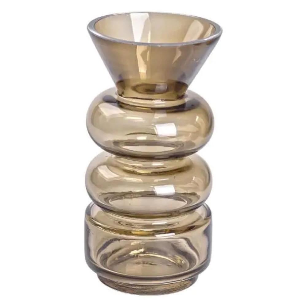 Flower Season Ваза для квітів скло 18 см декоративна ваза прозора для декору 650 мл Коричнева H Киев - изображение 1