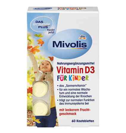 Вітаміни Mivolis VITAMIN D-3 für Kinder Kautabletten 60 (таблеток) Німеччина Львів