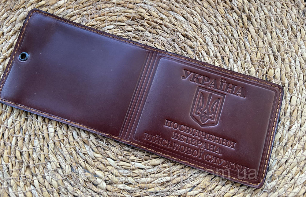 Шкіряна обкладинка на посвідчення "Ветеран Військової Служби" Київ - фото 2