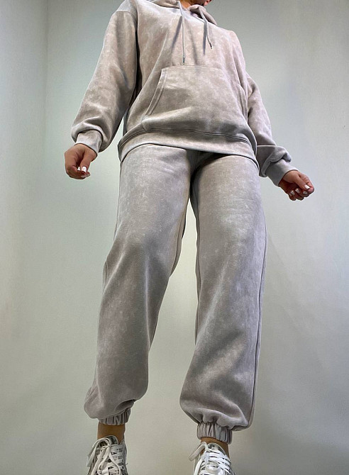 Костюм жіночий Joy One 8899 варений тай-дай спортвний худі з капюшоном брюки джоггери на резинці бежевий, бежевий, M Київ - фото 6