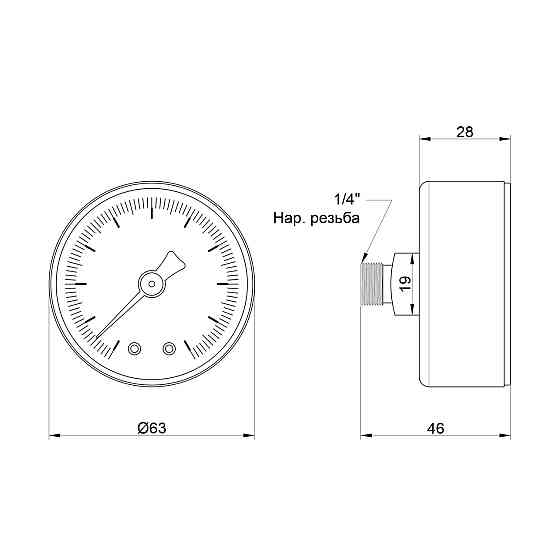 Манометр Icma 1/4" 0-10 барів, заднє під'єднання No243 Київ