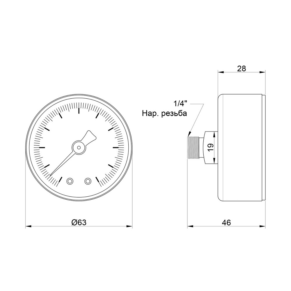 Манометр Icma 1/4" 0-10 барів, заднє під'єднання No243 Київ - фото 2