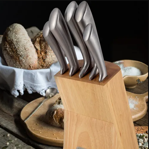 Набір ножів 5 предметів на дерев'яній підставці нержавіюча сталь порожнисті ручки 5130 KAMILLE Житомир - фото 7