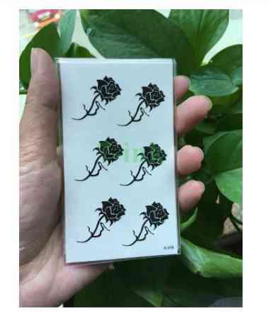 Временное тату наклейки Розы 10 на 6 см черный Киев