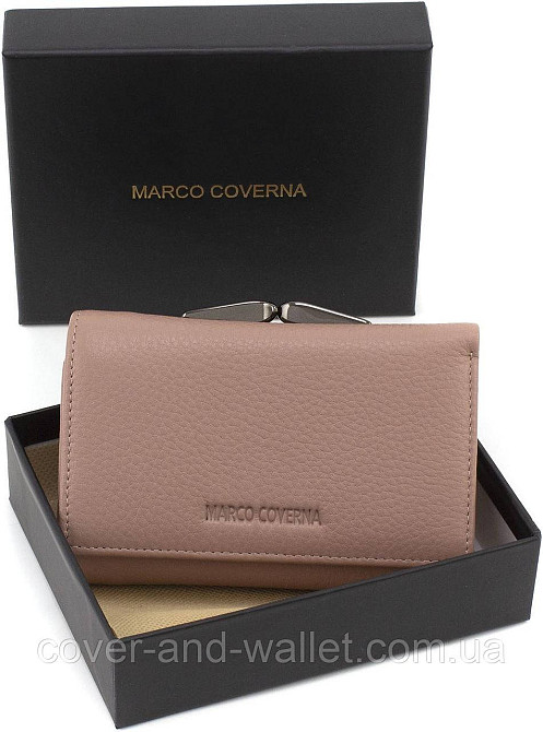 Кожаный женский кошелек пудрового цвета с монетницей на защелке Marco Coverna W 003 Киев - изображение 9