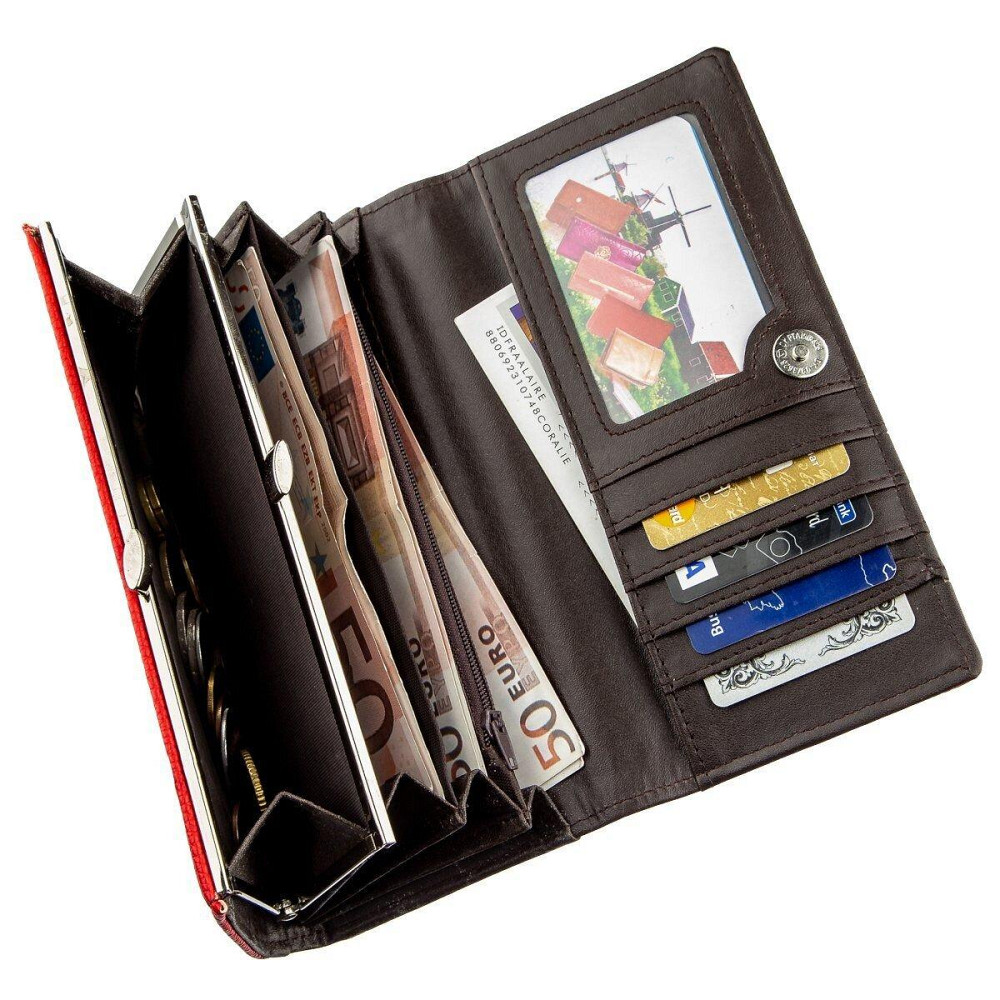 Гаманець жіночий з зернистою екокожі KIVI 19058 Червоний Київ - фото 3