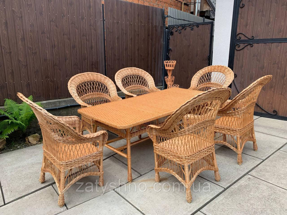 Комплект меблів із лози з великим столом Київ - фото 1