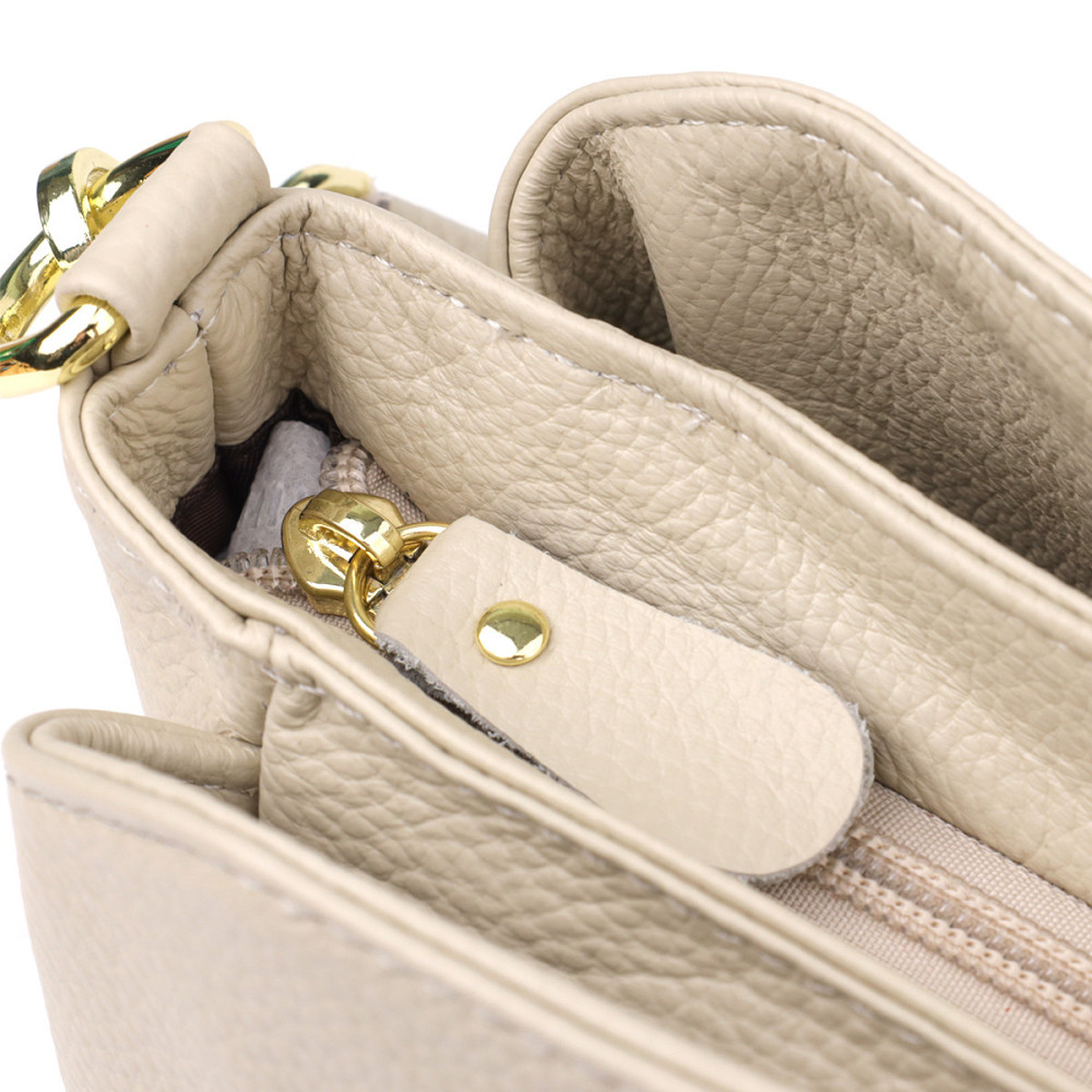 Зручна жіноча шкіряна сумка з трьома секціями Vintage 22980 Білий Київ - фото 7