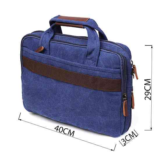Сумка текстильна для ноутбука на два відділення Синя (Vintage) Київ