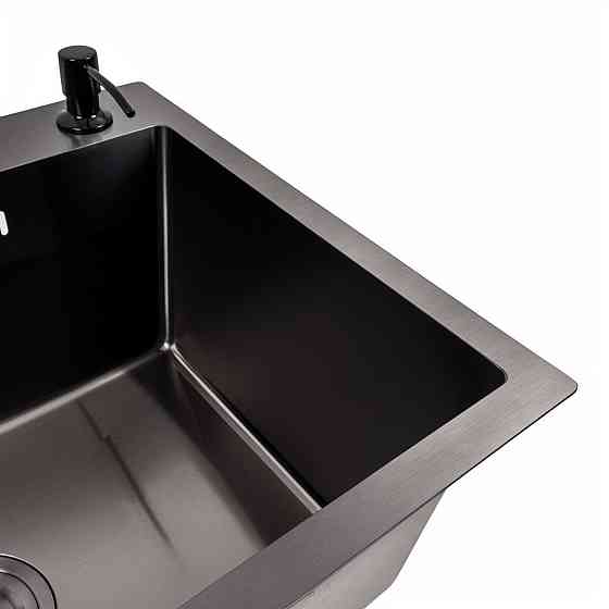 VALESO Кухонна мийка 58*43 PVD чорна Valeso Handmade (сифон круглий, 3,0/0,8) Киев