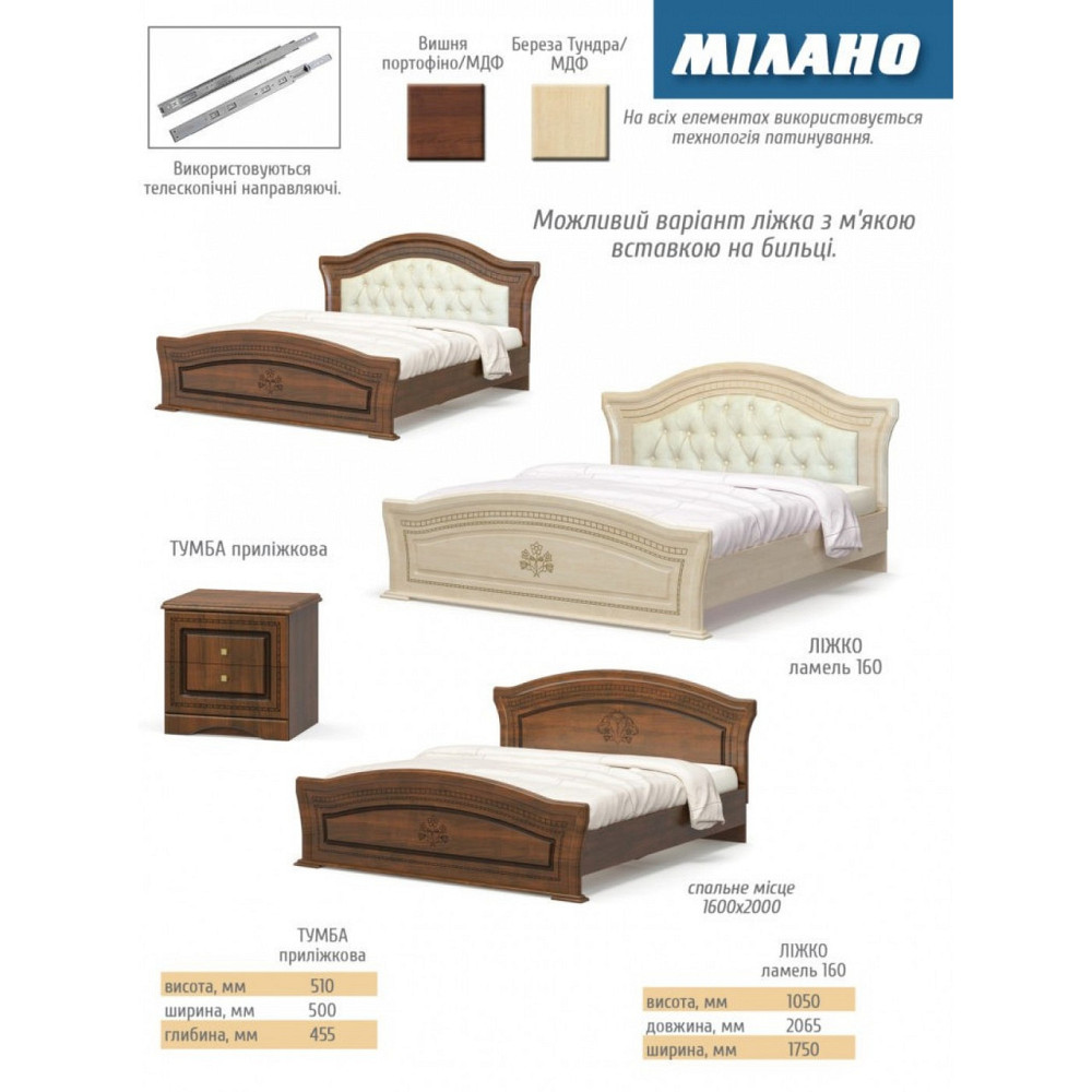 Спальня Комплект (5Д) без ламелей Милано Львов - изображение 4