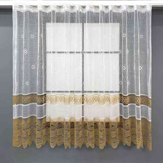 Тюль сетка VR-Textil Juli № 1721т Арка на кухню цвет белый со светло-коричневым 500х160 см (53-0039) Киев