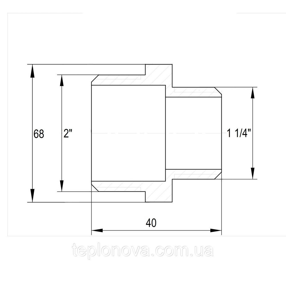 Ниппель редукционный никелированный 2″НР х 1 1/4″НР штампованный А0544А(нк) VA Черновцы - изображение 2