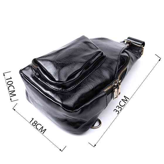 Практична жіноча сумка з екошкіри з акцентом на текстильну лямку Vintage 22776 Чорний Київ