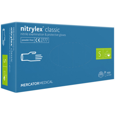 Медичні рукавички Mercator Medical Nitrylex Classic Нітрилові Неопудрені діагностичні Розмір S Сині 100 шт. (3.1009) (5906615102298) Вінниця - фото 1