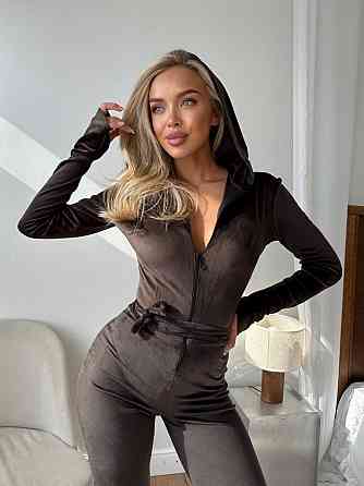 Стильний повсякденний велюровий комбінезон Шоколад, 42/44 Одеса